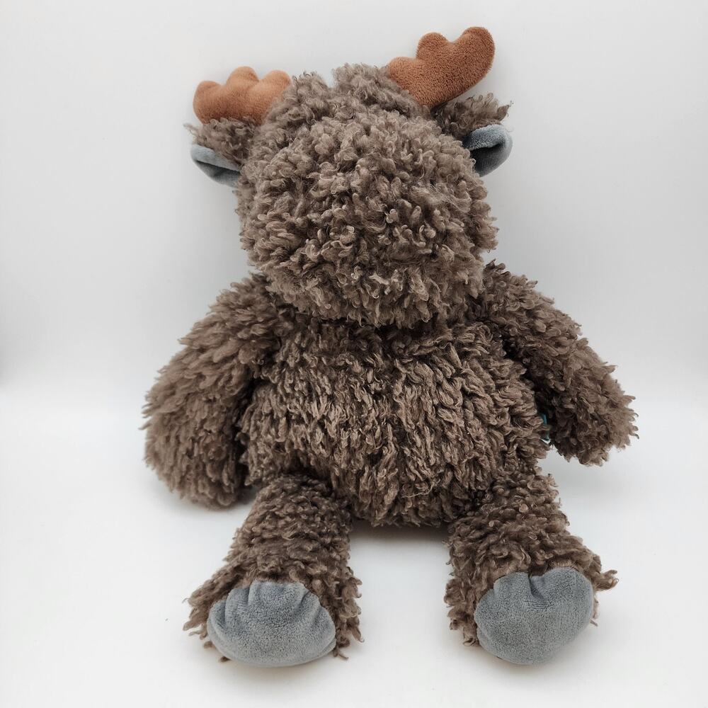 Manhattan Toy Company Curly Qs Moose Stuffed Plush 14” Brown Fur Floppy 2020